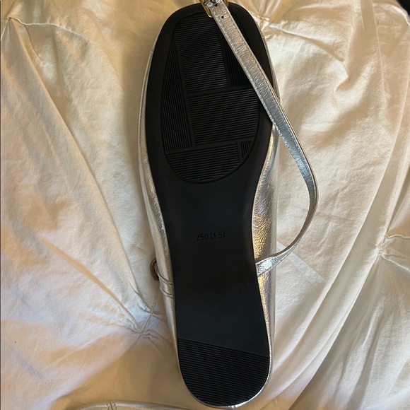 Celine Silver Mary Jane Shoes with Gold Accents - Picture 5 of 5